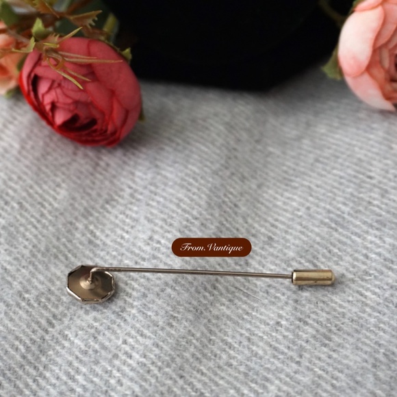 👔 VINTAGE Men / Women Octagon Silver Rim Brooch / Scarf / Hat / Suit Pin 🧷 - Picture 2 of 4